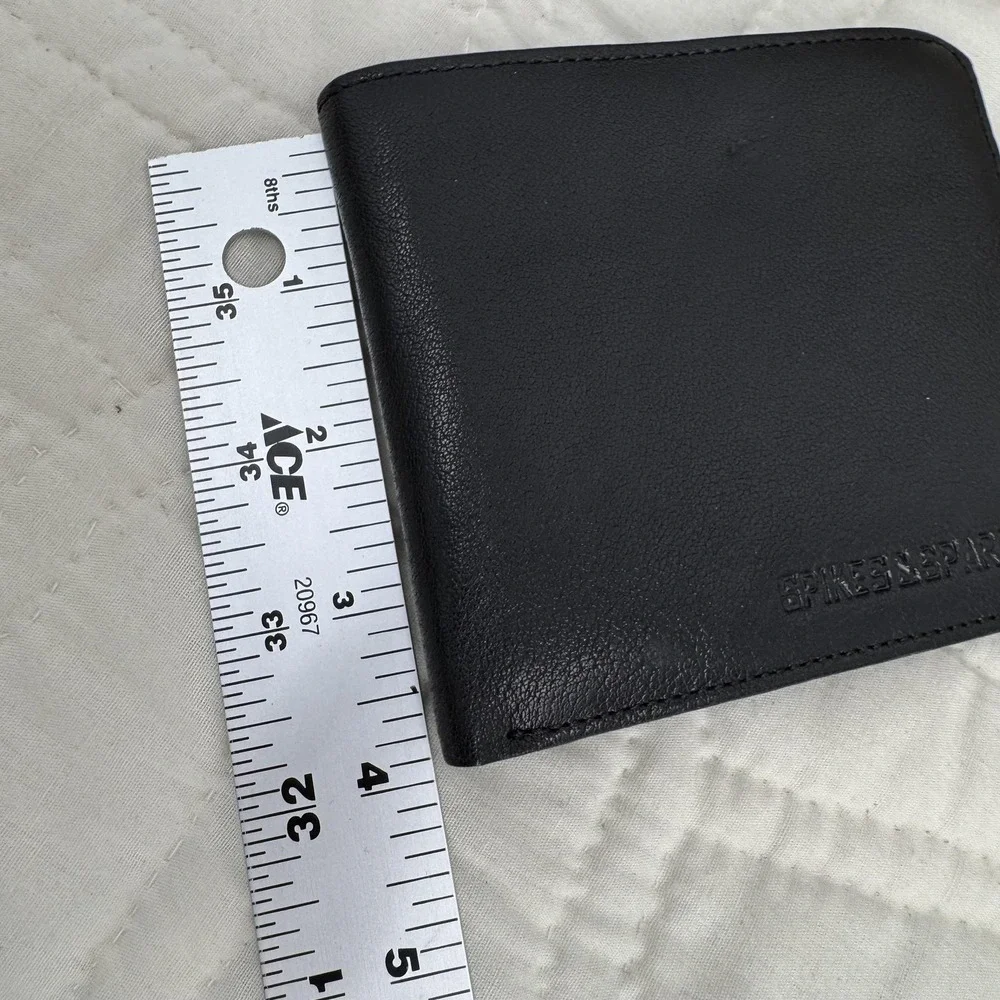 Spikes & Sparrow Wallet‎ Mens Black Leather Bifold ID Window Card Holder Gift